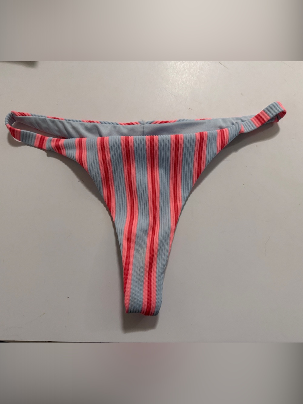 Billabong skimpy Pink and Light Blue Ribbed Striped Bikini Bottom size small